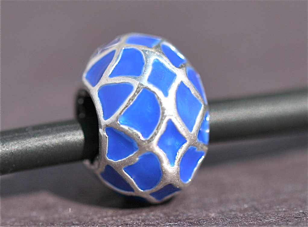 Blue Pattern enamel bead